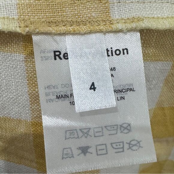 Reformation Nia Linen Open Back Midi Dress in Dandelion Check - Picture 9 of 10